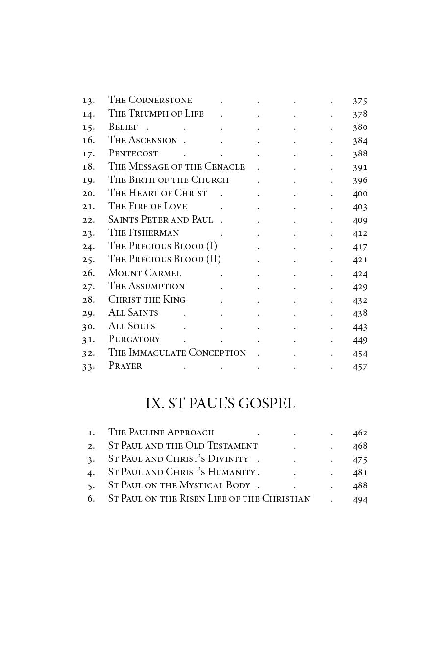 Pastoral Sermons contents page listing chapters VIII and IX