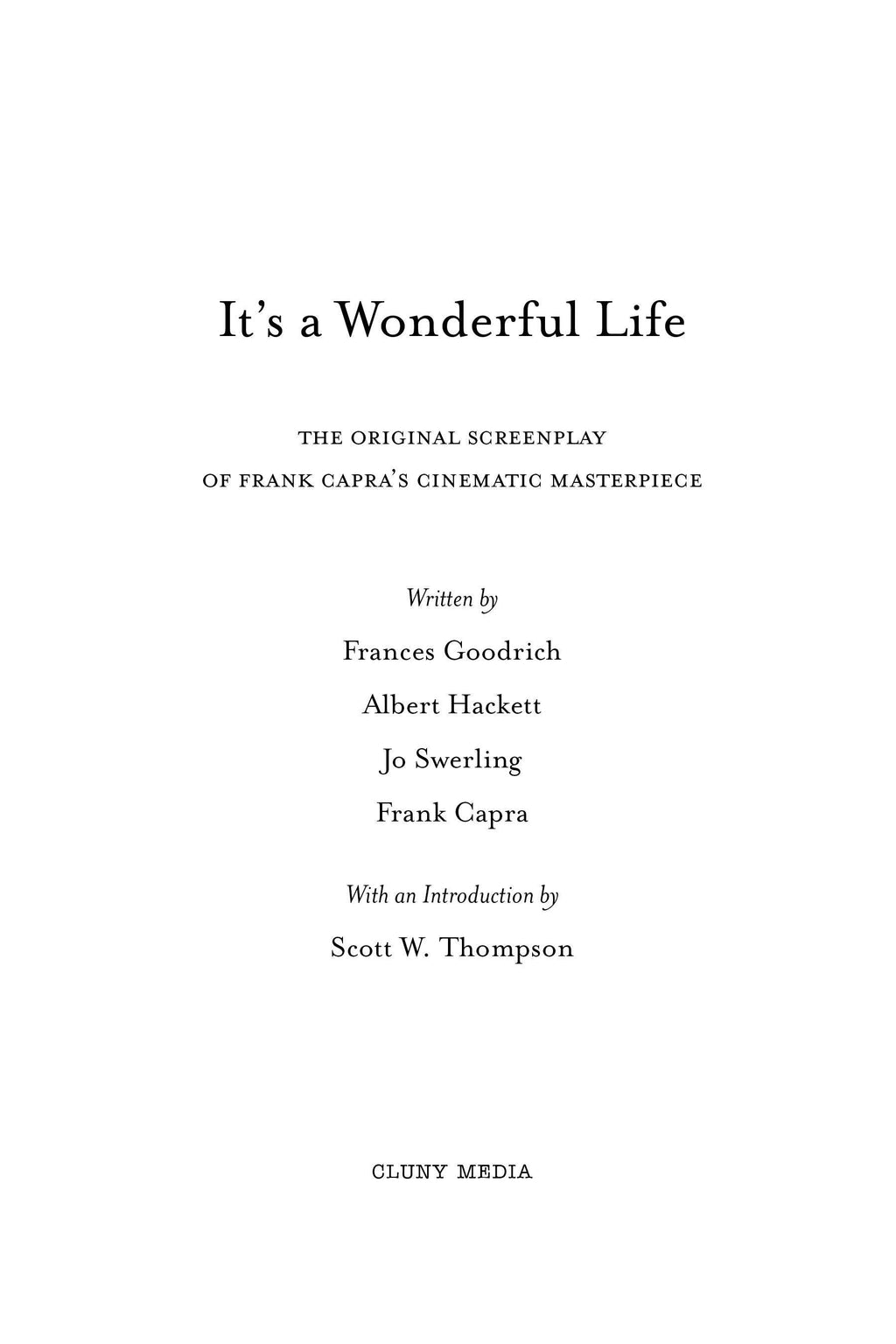 Screenplay title page listing the original screenplay and cast credits