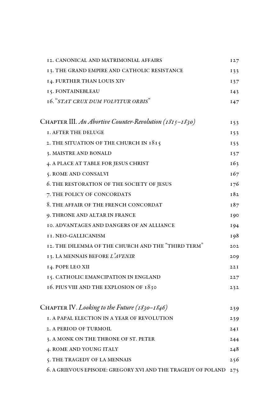 Book contents continuation page with chapter titles and page numbers