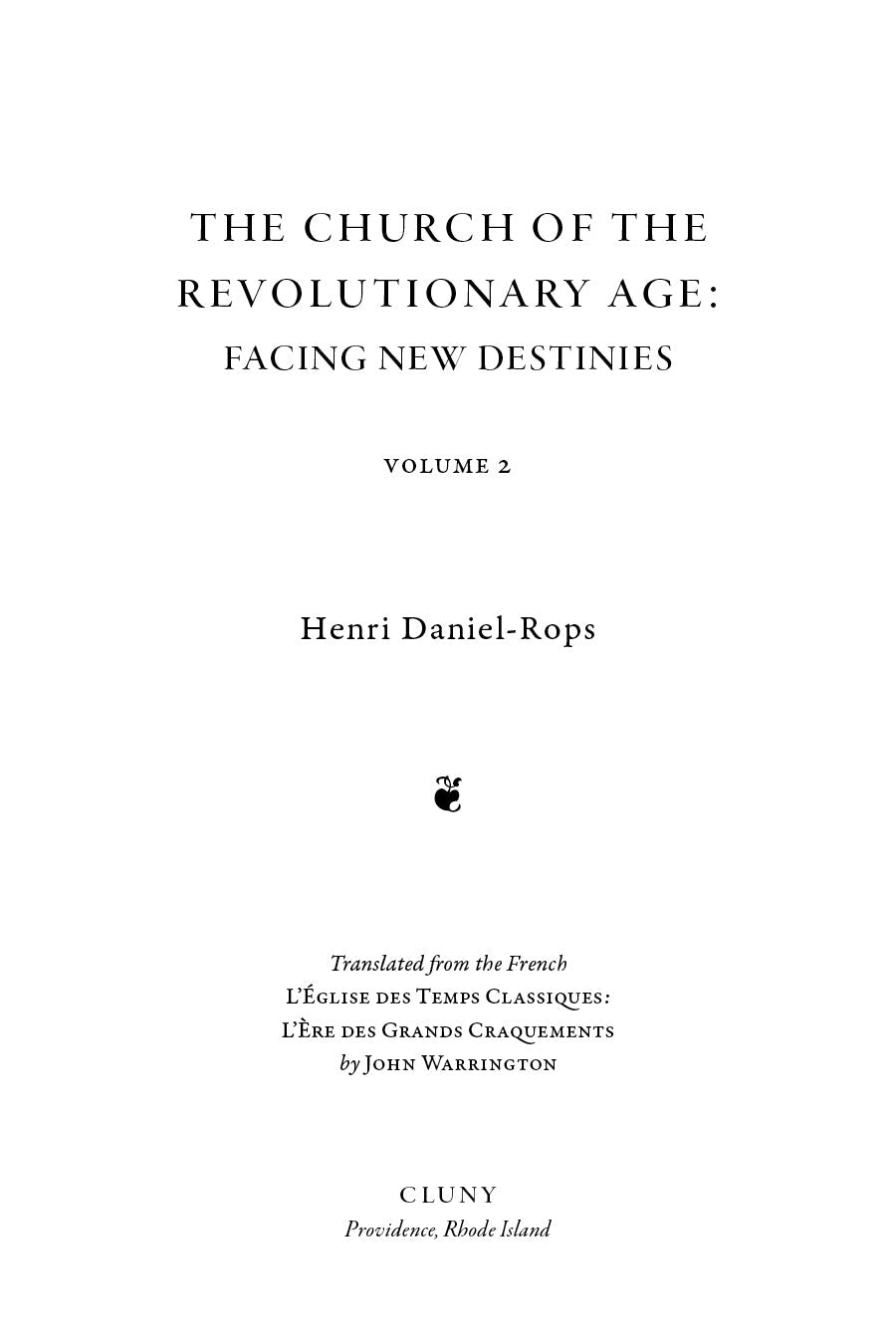 Title page with 'Facing New Destinies' and Volume 2, by Henri Daniel-Rops