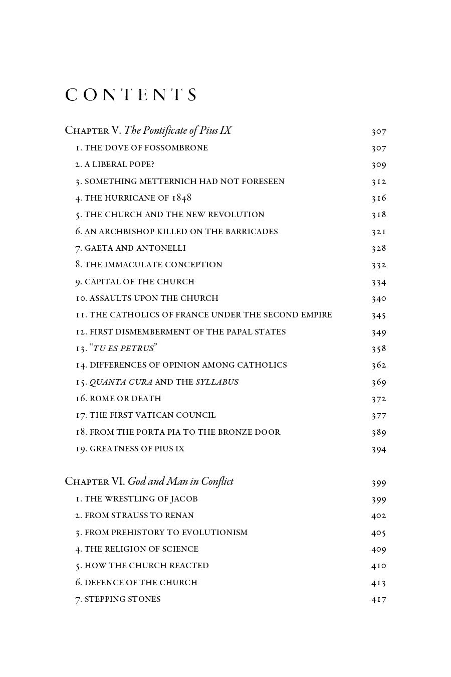 Contents page listing chapter titles for 'Facing New Destinies' with page numbers
