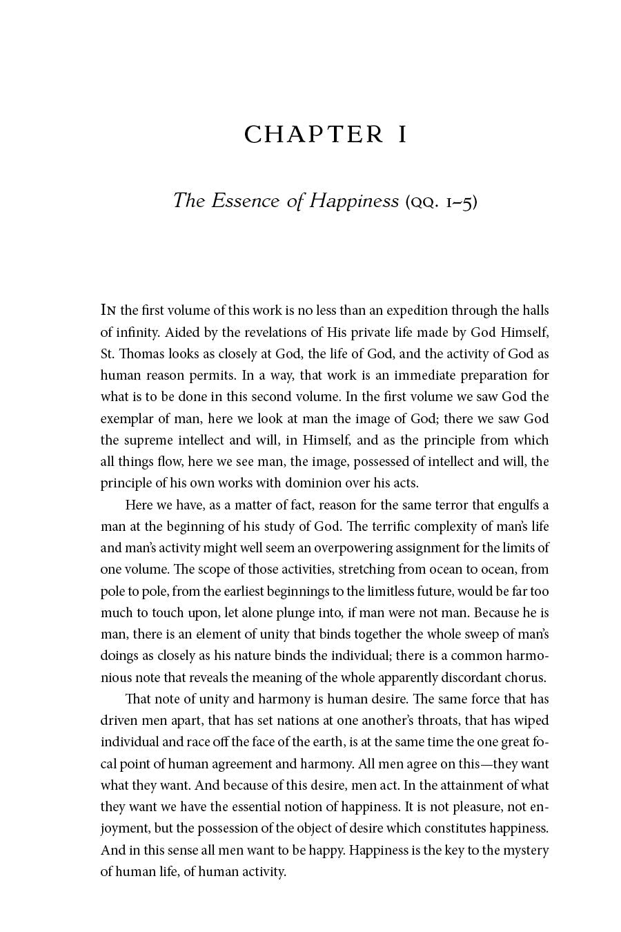 Book page for Chapter I on the essence of happiness (qq. 1–5)