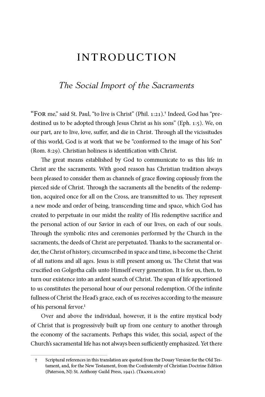 Book introduction page titled “Introduction” with text about the sacraments