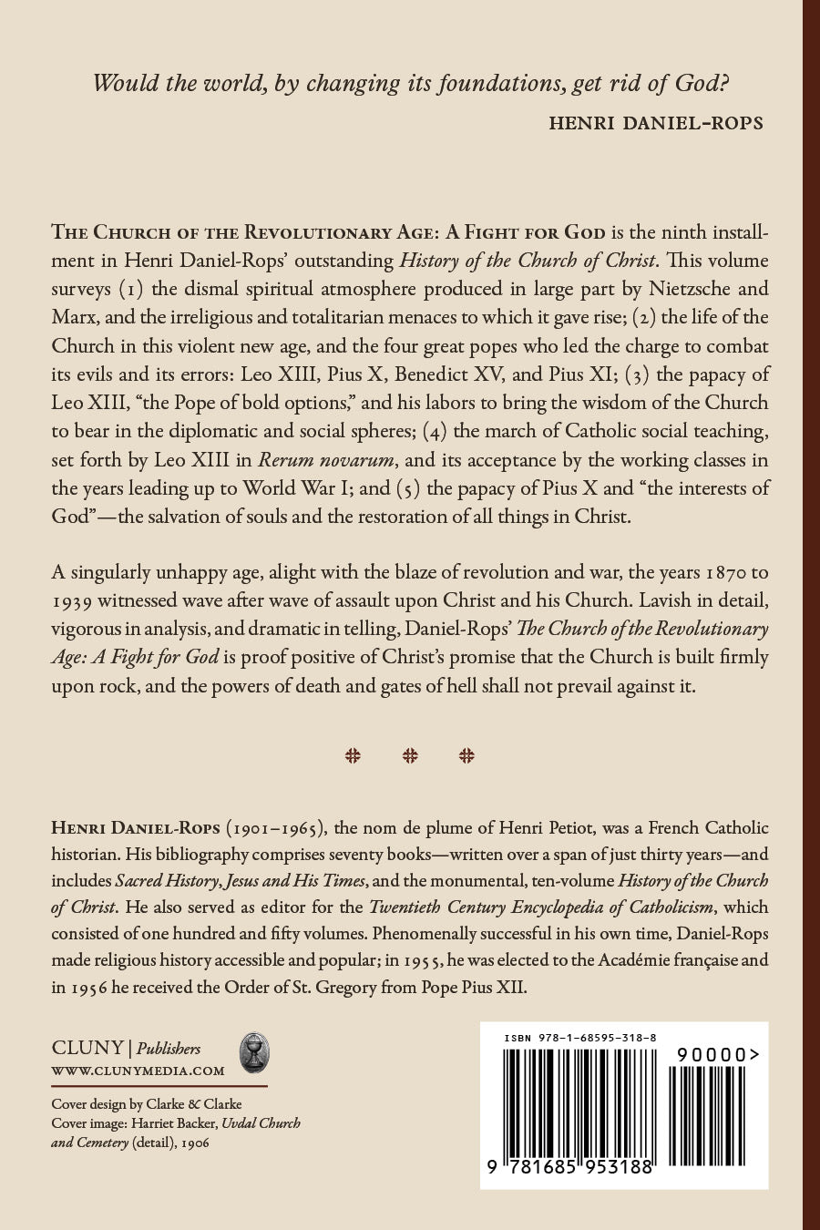 Book back cover with synopsis text, publisher Cluny, barcode, and ISBN