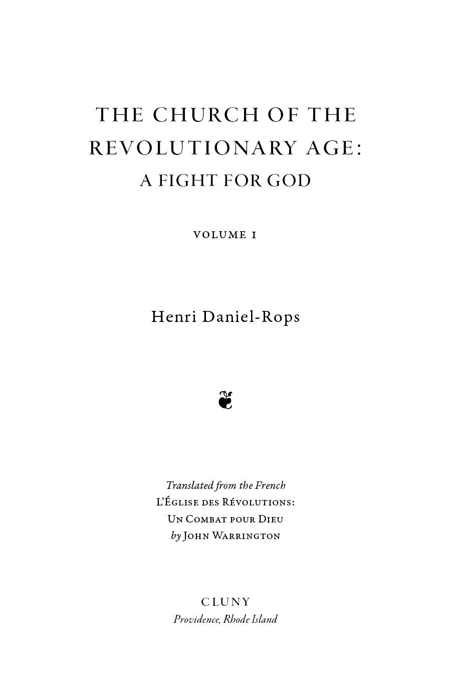 Book title page: The Church of the Revolutionary Age, A Fight for God, Volume I