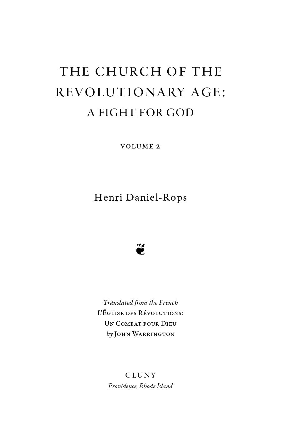 Book title page: The Church of the Revolutionary Age, A Fight for God, Volume 2