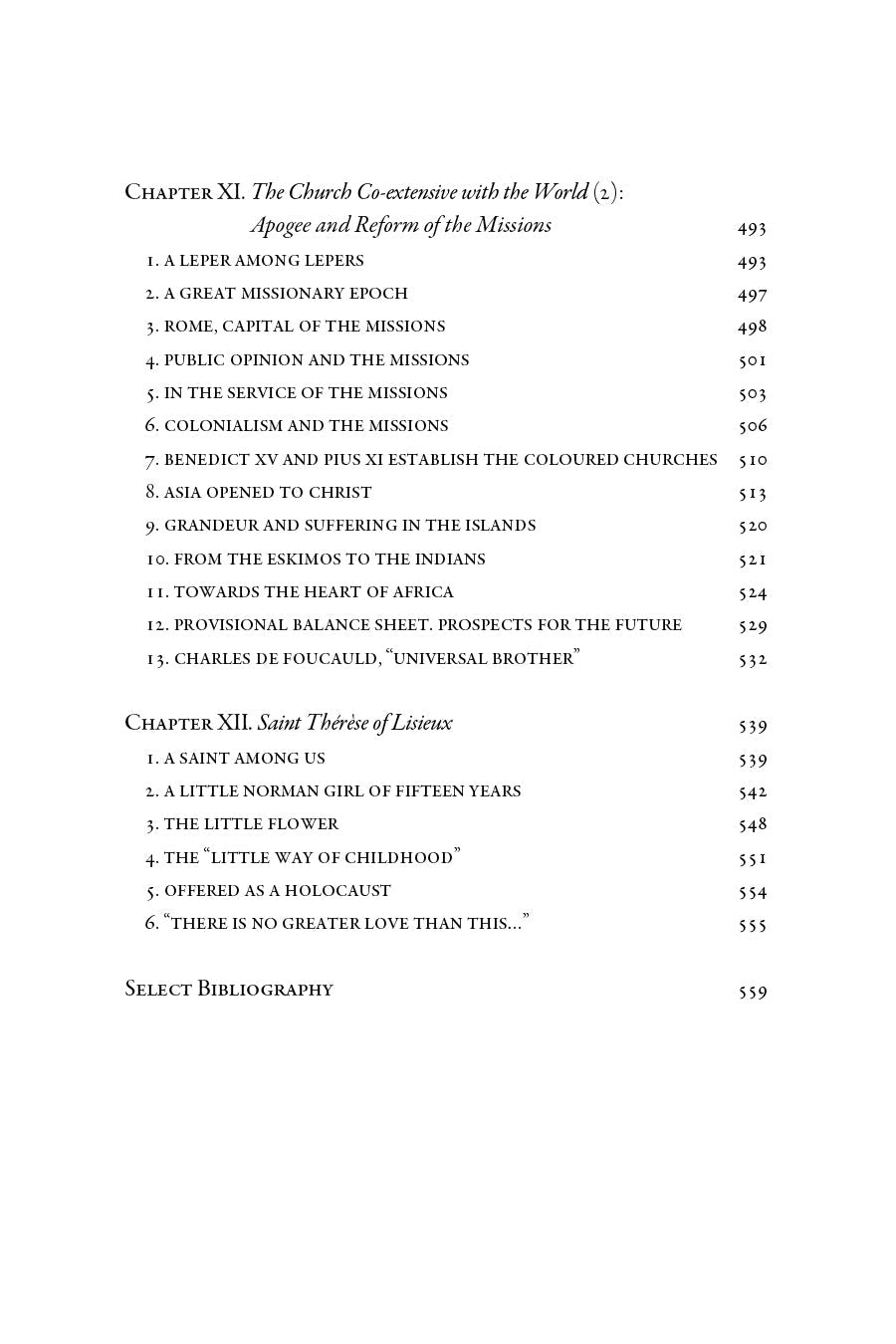 Contents page continuing chapters and section headings