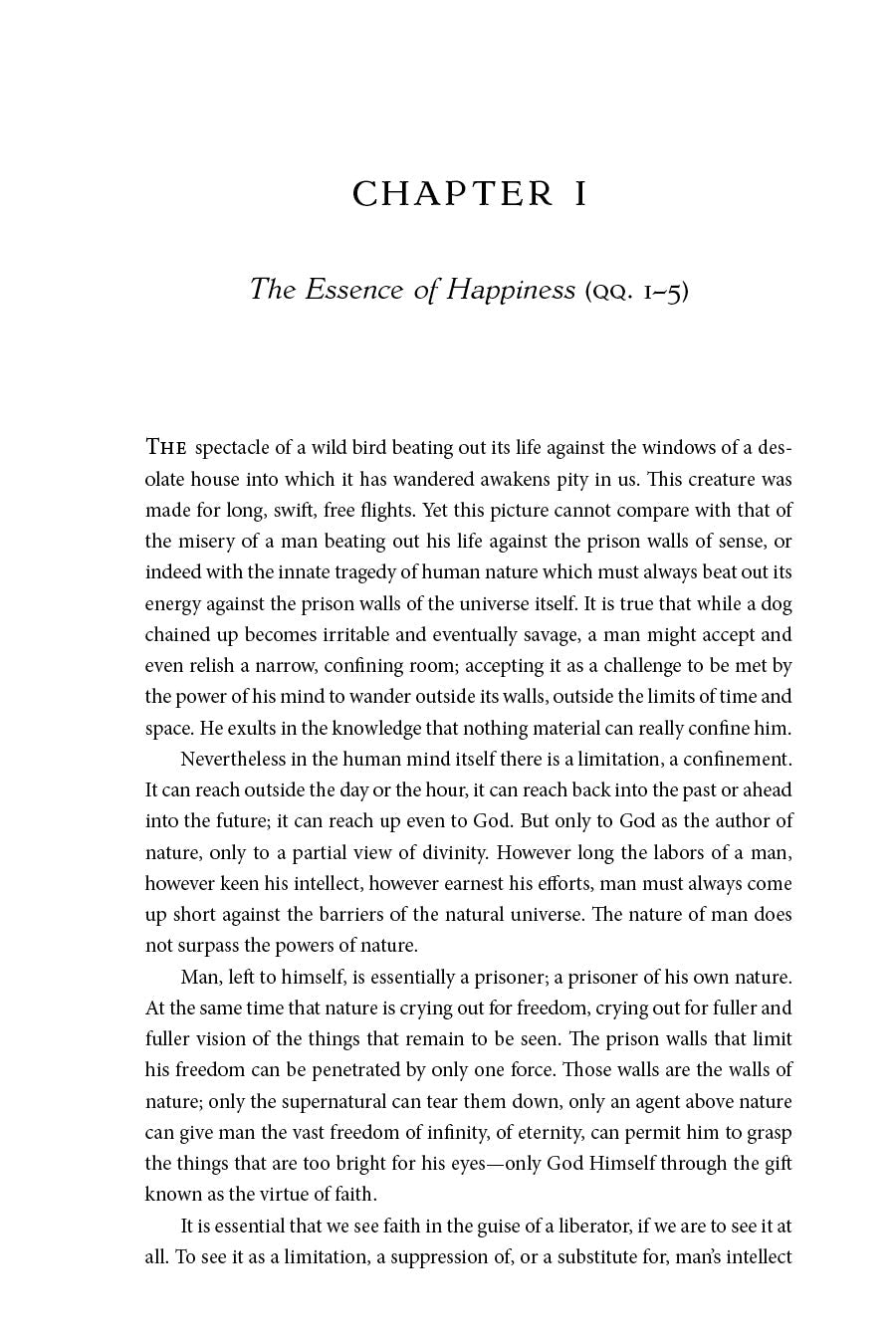 Chapter I page, The Essence of Happiness (qq. 1–5)