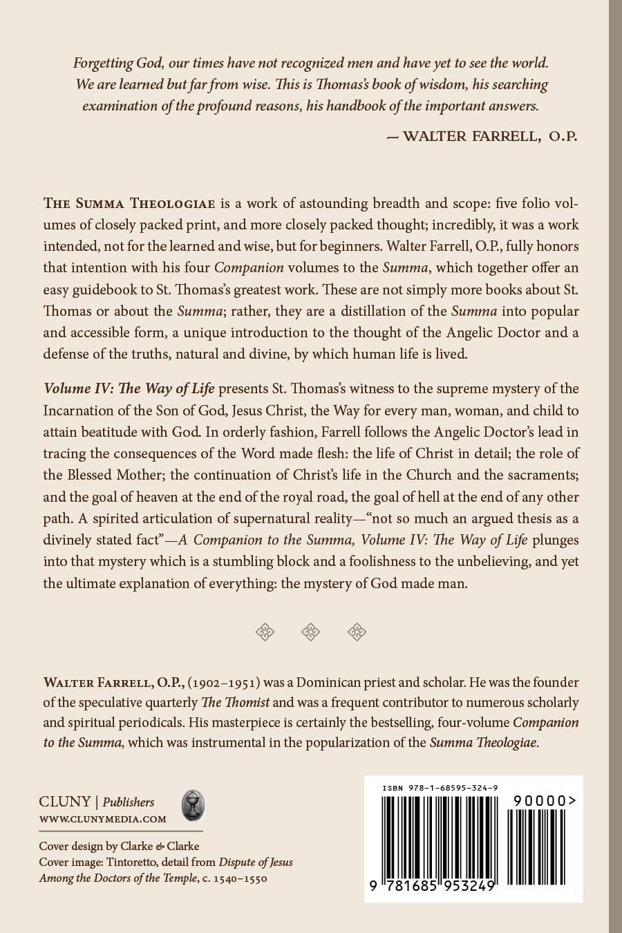 Back cover text and barcode for Volume IV: The Way of Life, Walter Farrell O.P.
