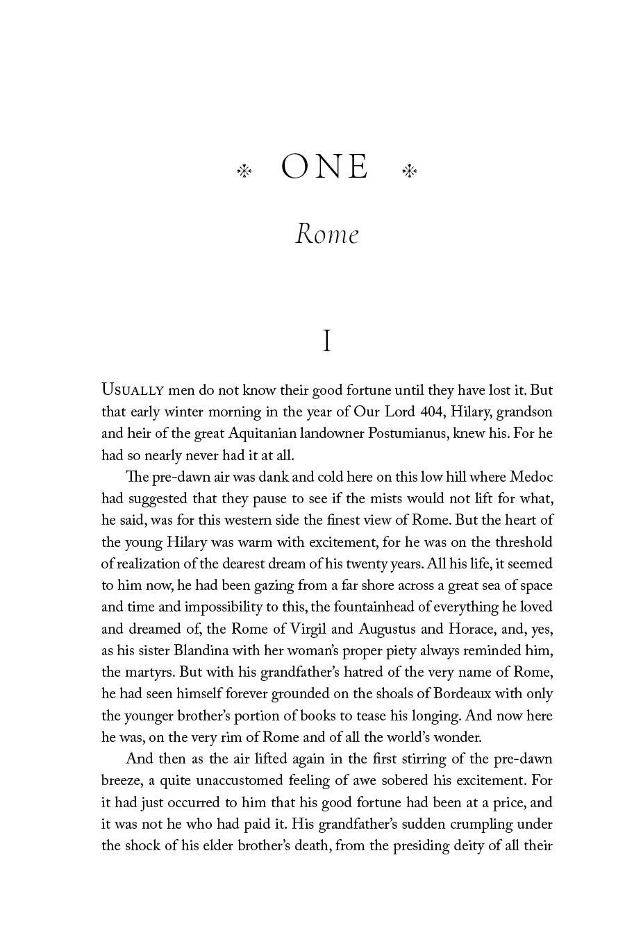 Book interior page headed "Rome" with dense paragraph text
