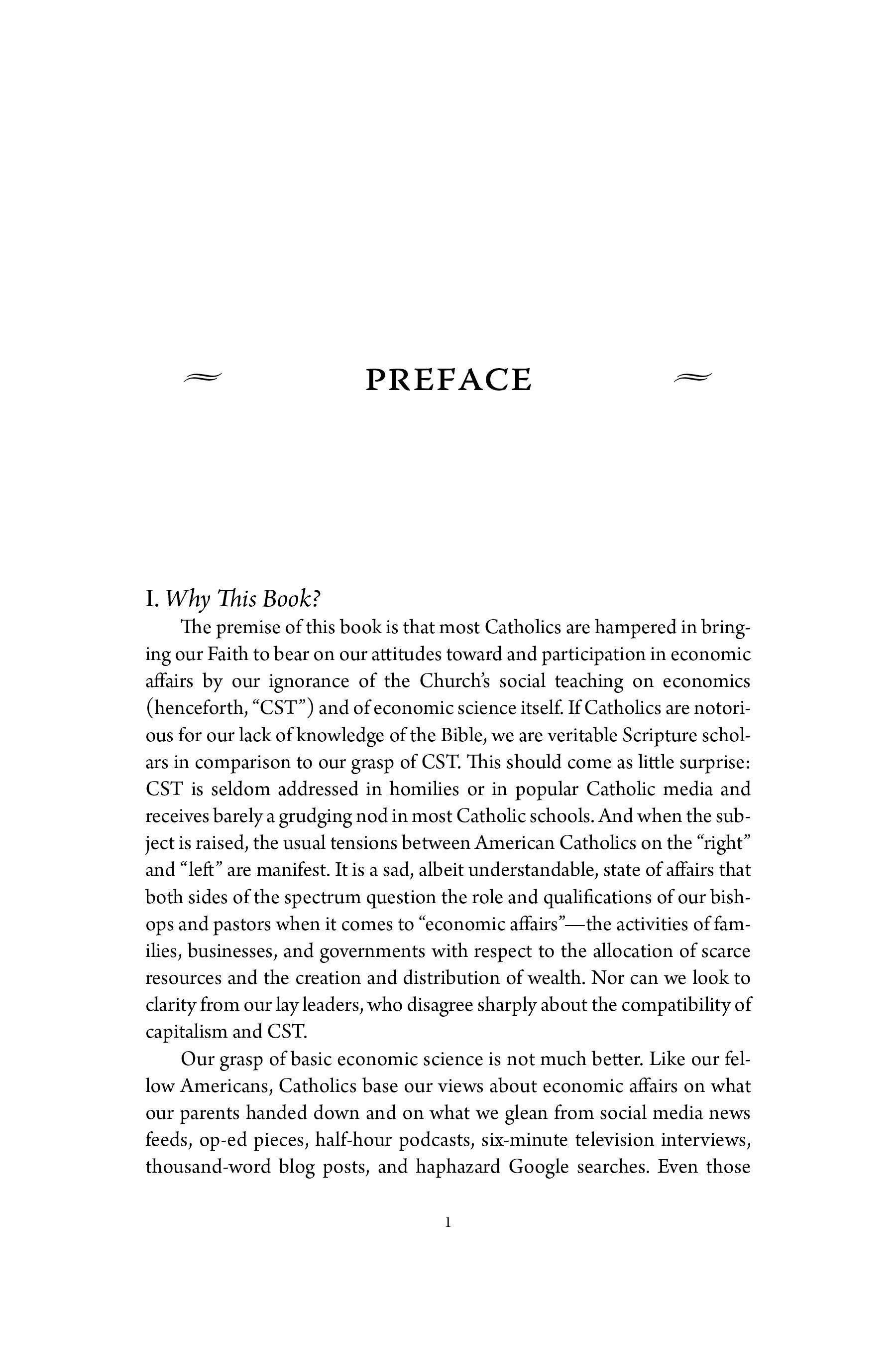 Book page with Preface heading and numbered section 1 text