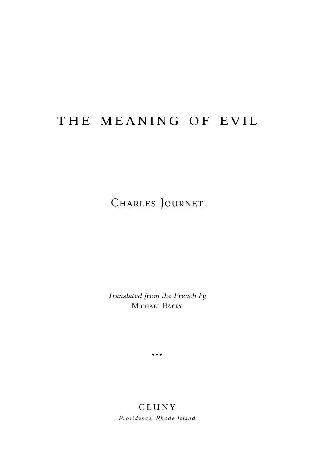 Title page: The Meaning of Evil by Charles Journet, translated from the French