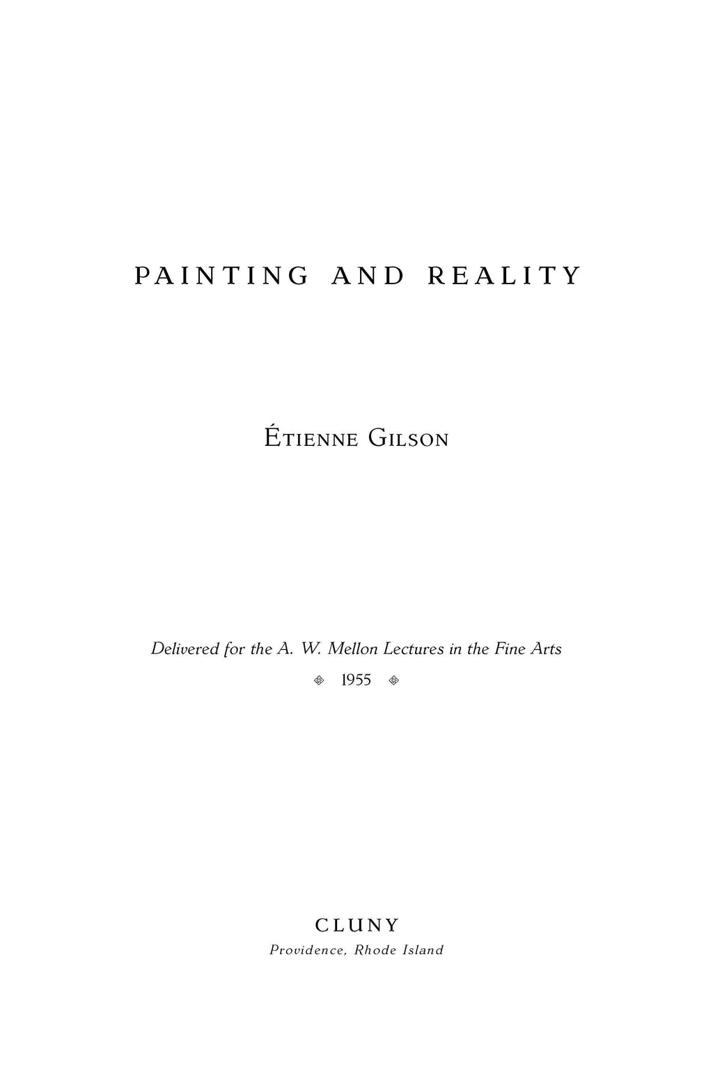 Book title page with 'Painting and Reality' and 'Étienne Gilson'