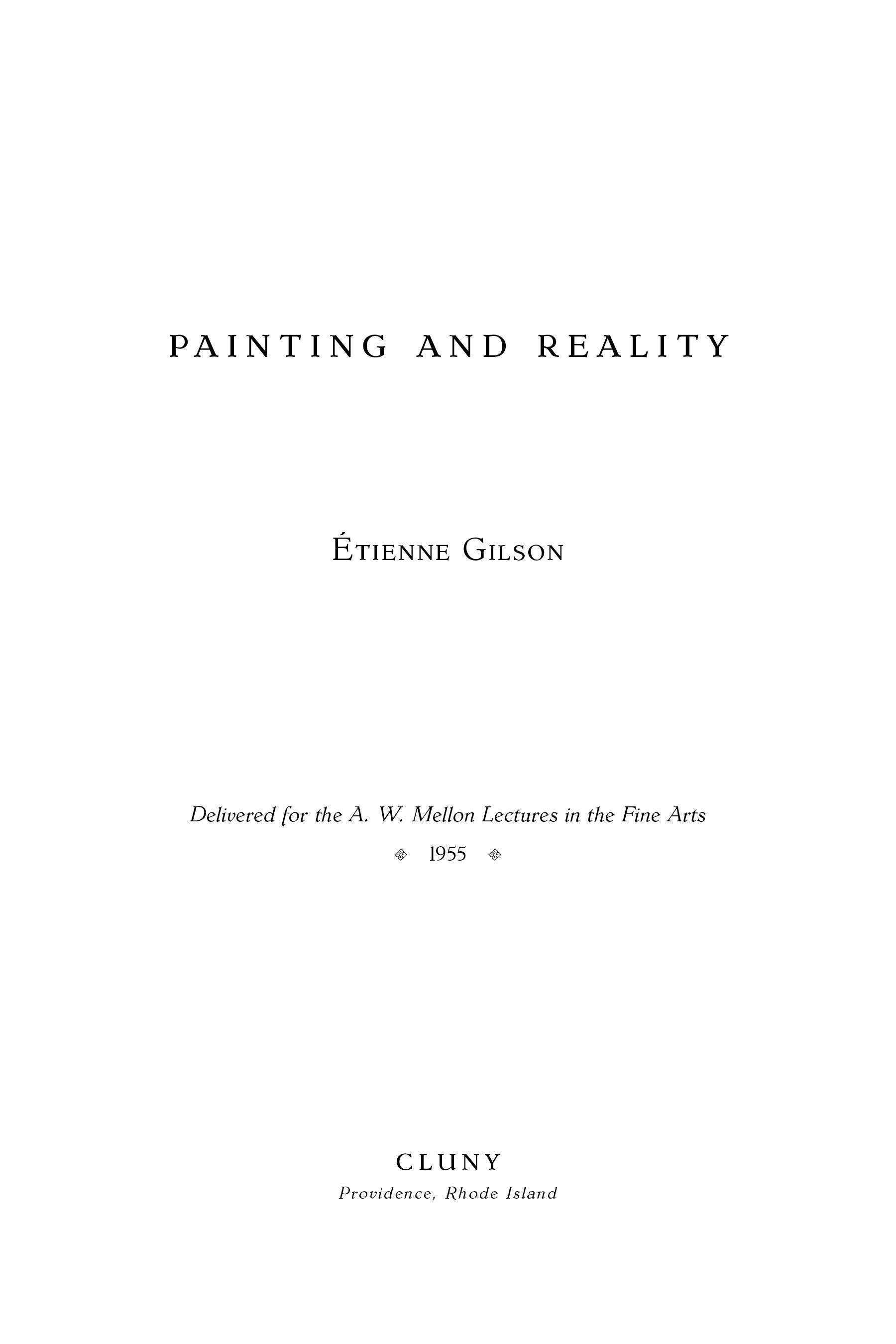 Book title page with 'Painting and Reality' and 'Étienne Gilson'