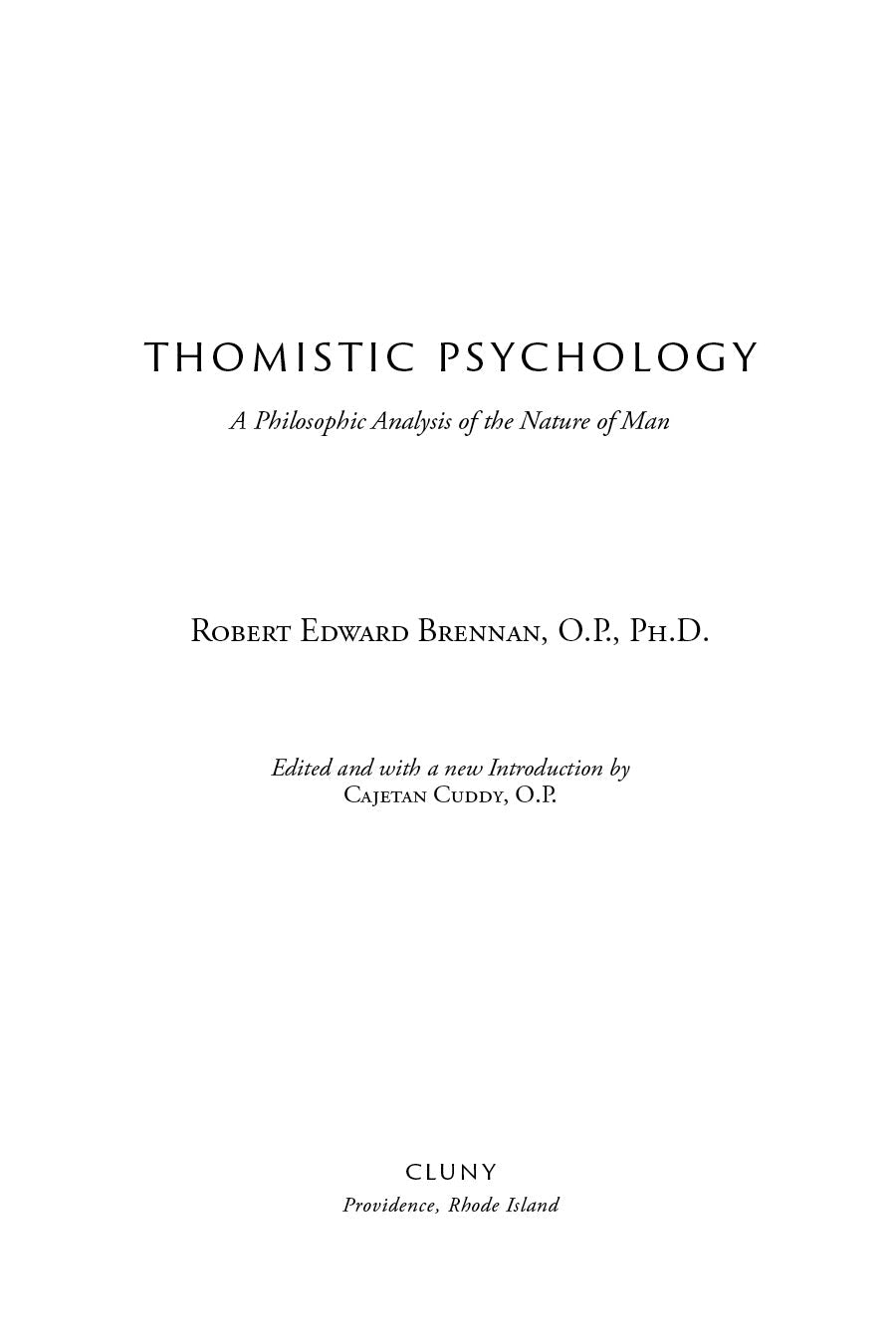 Thomistic Psychology title page with Cluny imprint and author names