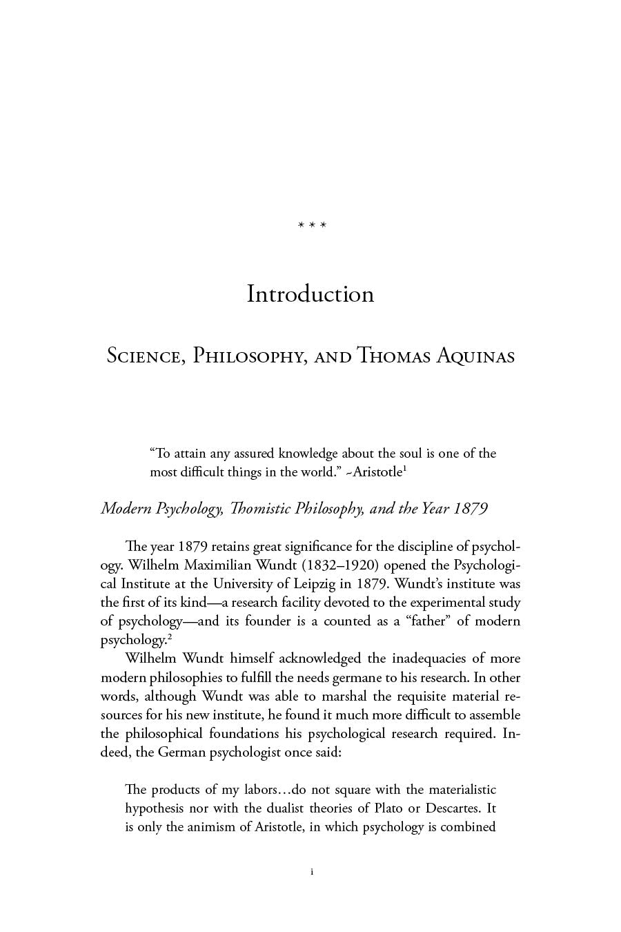 Thomistic Psychology introduction page on science, philosophy, and Thomas Aquinas