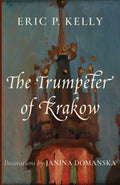 Hardcover book with blue artwork cover, decorative title lettering and author name.