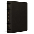 Large print study Bible in deep brown leather with embossed cover