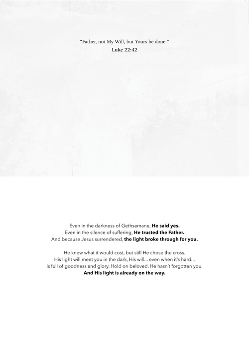 Easter greeting card interior with Bible scripture text on white background