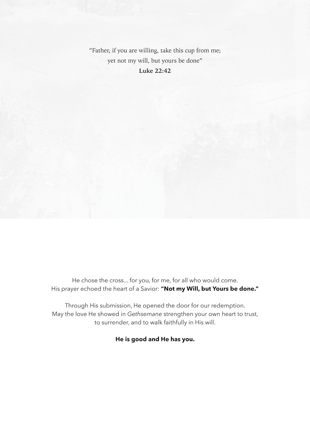 Easter greeting card interior with printed scripture verse text and centered headings