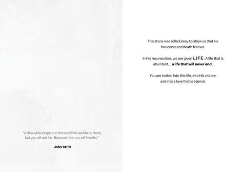 Easter greeting card inside with printed religious message and John 14:19