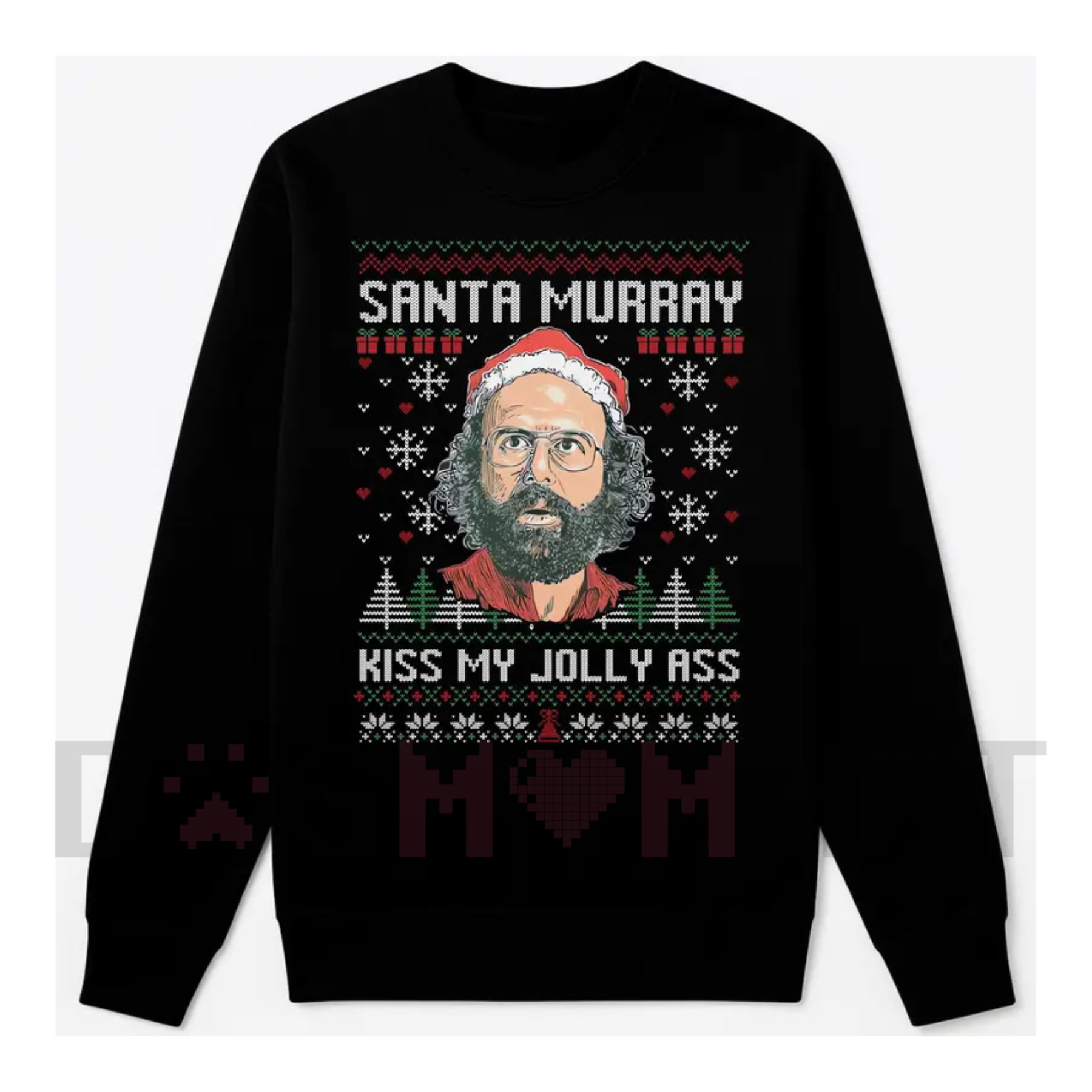 Black Christmas sweatshirt with Santa Murray graphic, long sleeves