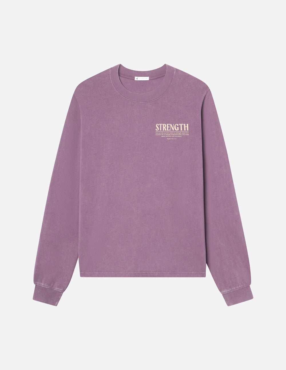 Lavender long-sleeve unisex T-shirt with small front chest graphic