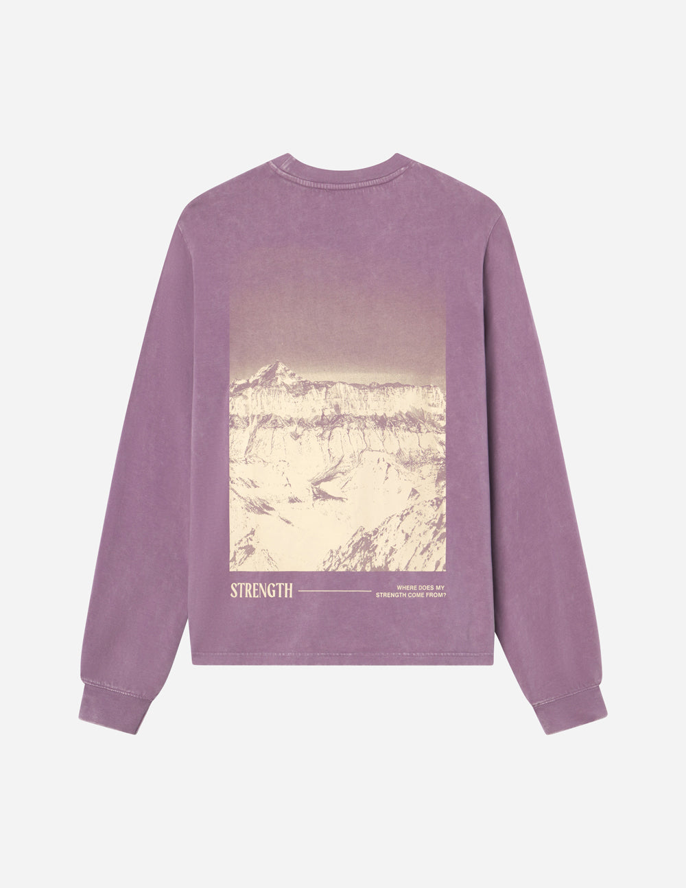 Lavender long-sleeve unisex T-shirt with large back graphic print