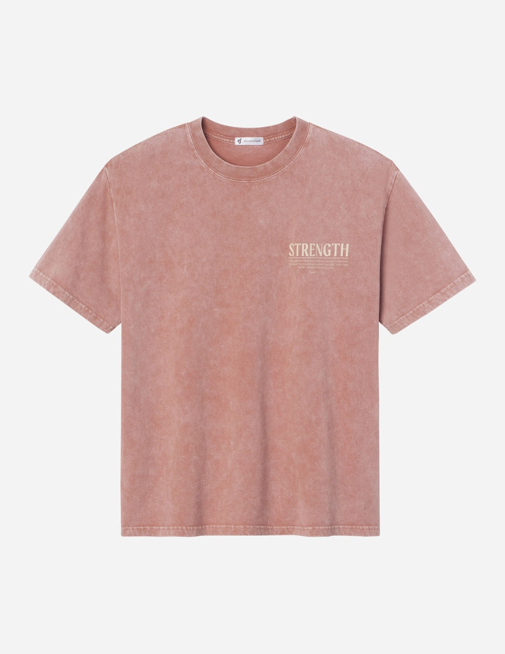 Unisex crewneck T-shirt, dusty rose, small chest STRENGTH graphic