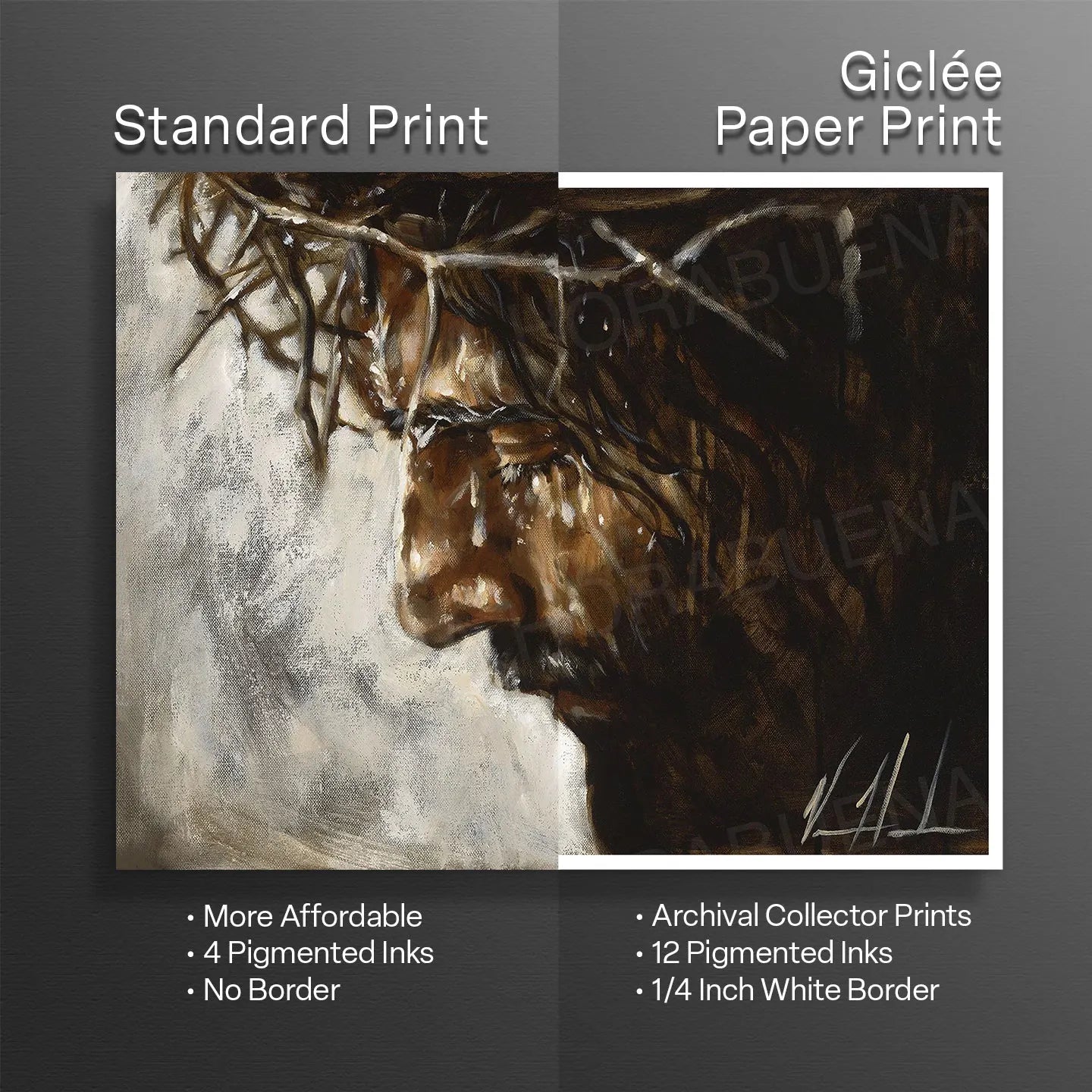 Portrait artwork print showing Standard Print and Giclée Paper Print labels