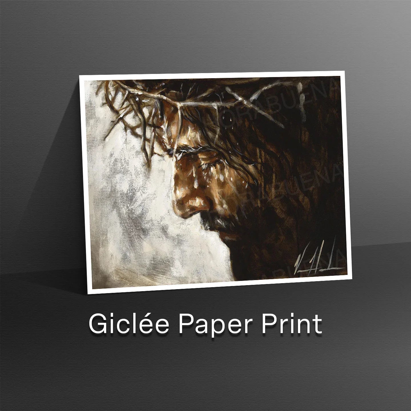 Framed portrait artwork in dark and gold tones; Giclée Paper Print