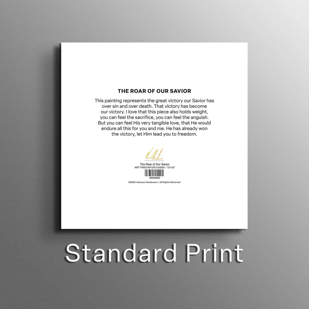 Square art print backing with centered text block on white panel