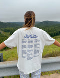 Light heather gray unisex graphic T-shirt with back scripture text print