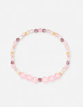 Pink beaded letter bracelet with faceted beads spelling 'THE WAY'