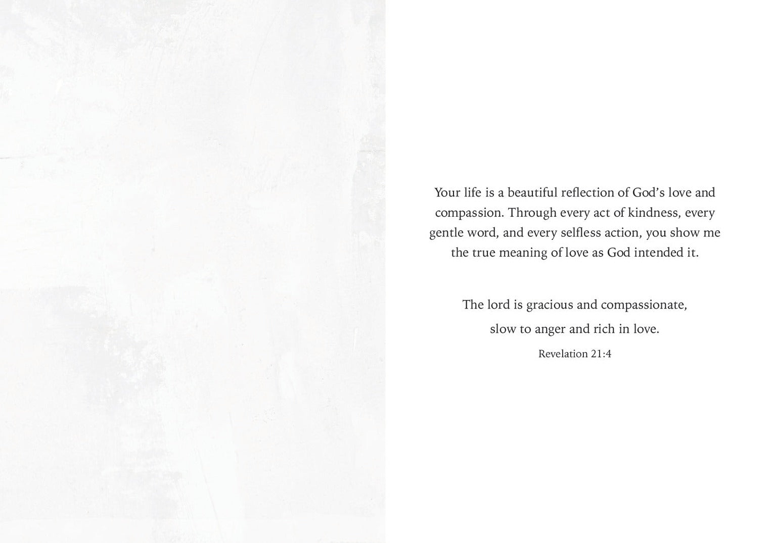 Religious greeting card interior with printed scripture message
