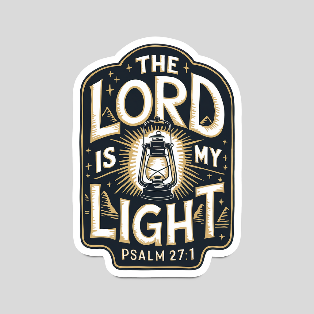 Bible verse sticker: “The Lord Is My Light” with lantern icon, PSALM 27:1
