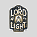 Bible verse sticker: “The Lord Is My Light” with lantern icon, PSALM 27:1
