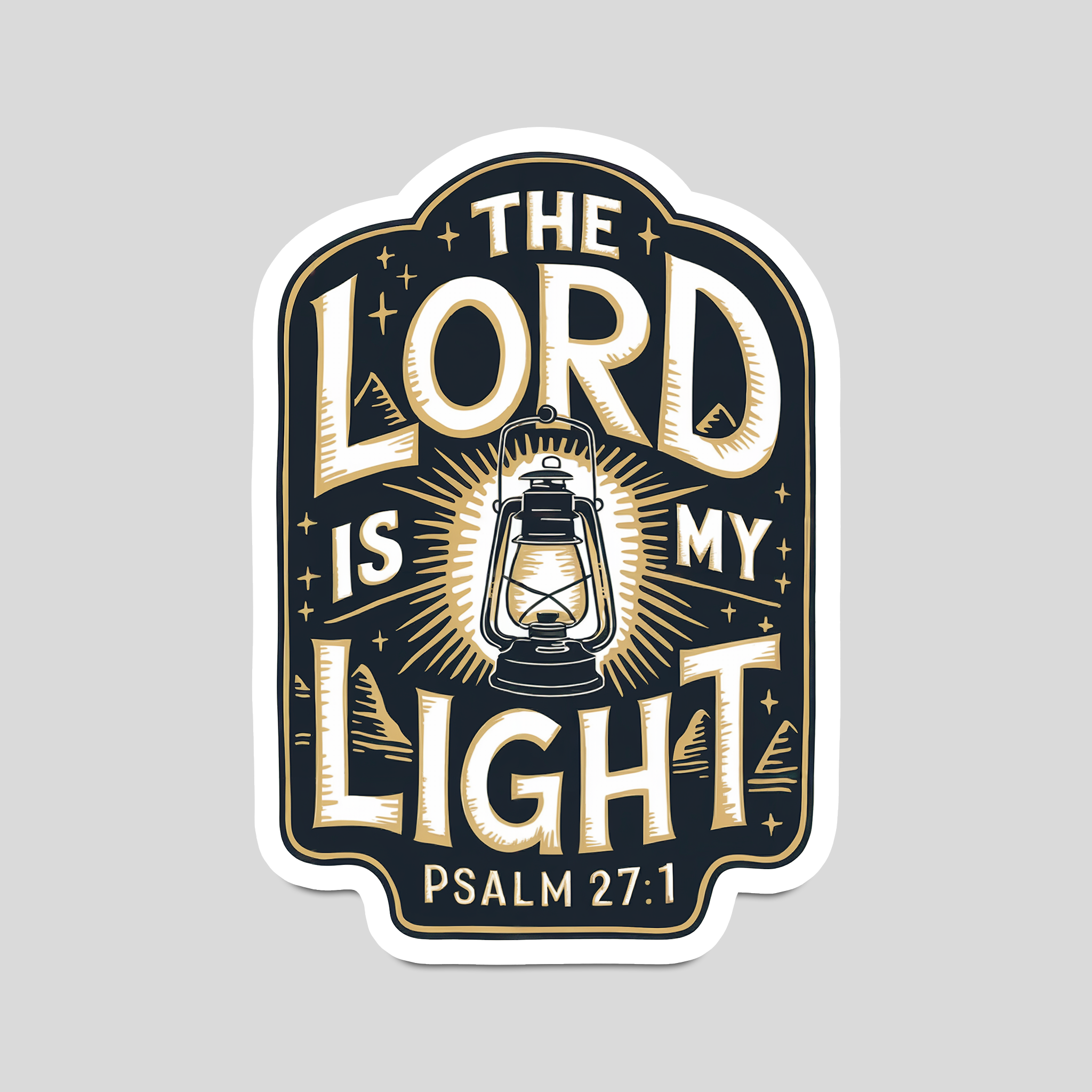 Bible verse sticker: “The Lord Is My Light” with lantern icon, PSALM 27:1