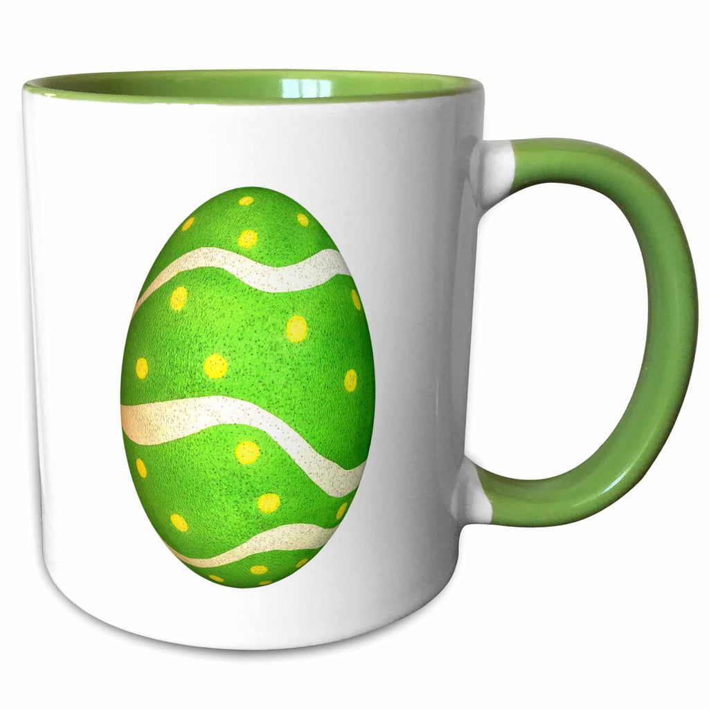 Two-tone green interior and handle mug with green Easter egg graphic