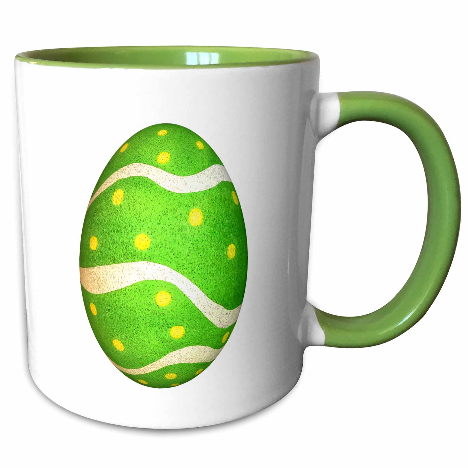 Two-tone green interior and handle mug with green Easter egg graphic