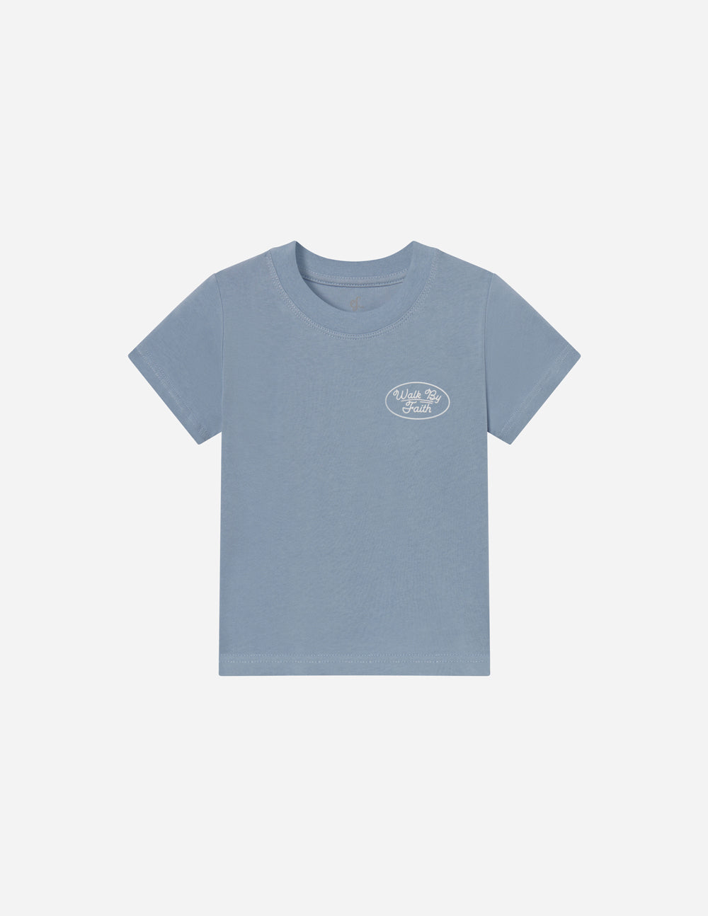 Light blue kids T-shirt with small circular chest logo