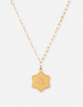 Way Maker necklace with gold-tone chain and shield-shaped engraved pendant