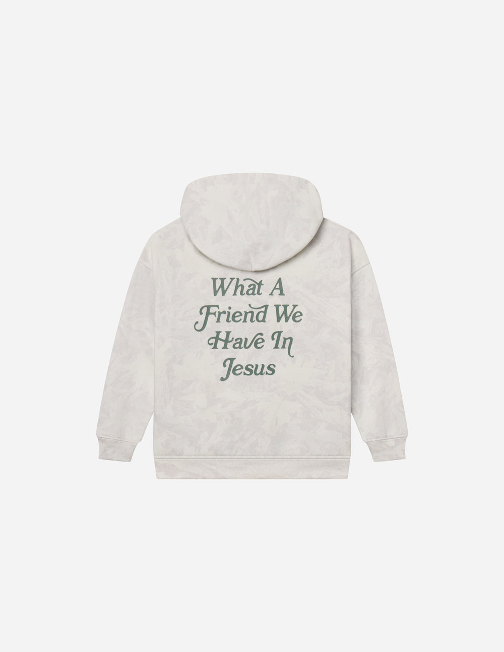 Kids hoodie, light gray, back text graphic