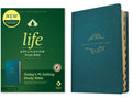 Teal blue leatherlike study bible cover with gold leaf design
