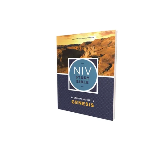 NIV Study Bible Essential Guide to Genesis paperback, dark blue cover with logo