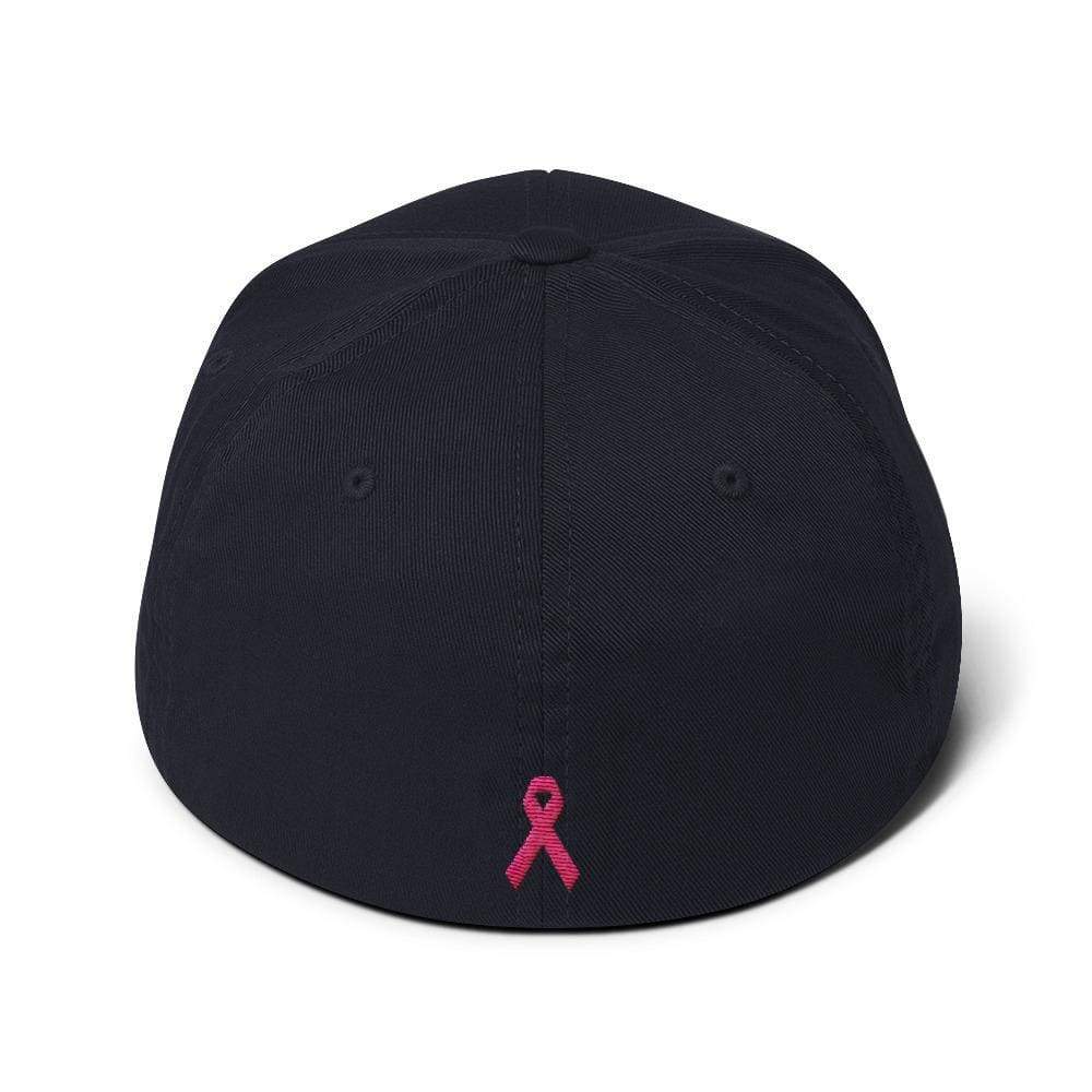 Dark baseball cap with pink ribbon emblem on back