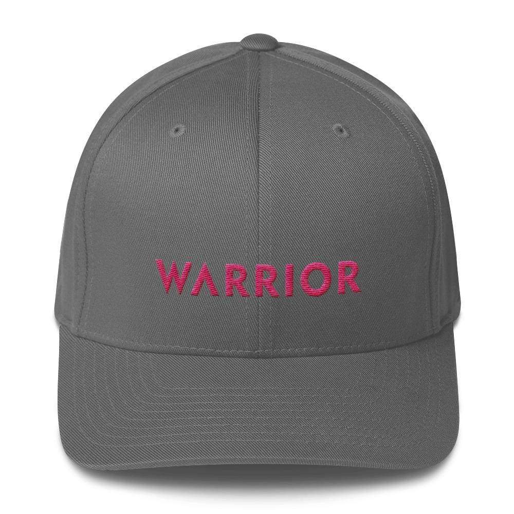 Grey fitted baseball cap with "WARRIOR" text on front