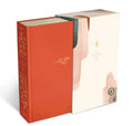 Coral hardcover study Bible with decorative panel and green spine