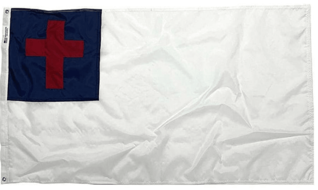 Outdoor nylon flag with blue corner and red Christian cross