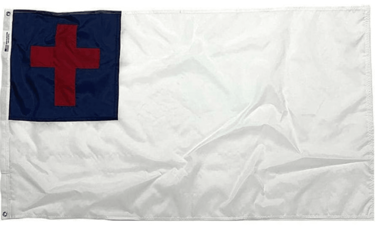 Outdoor nylon flag with blue corner and red Christian cross